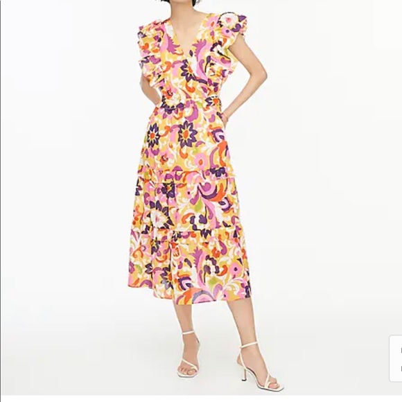 J Crew Ruffle sleeve dress - Picture 2 of 5